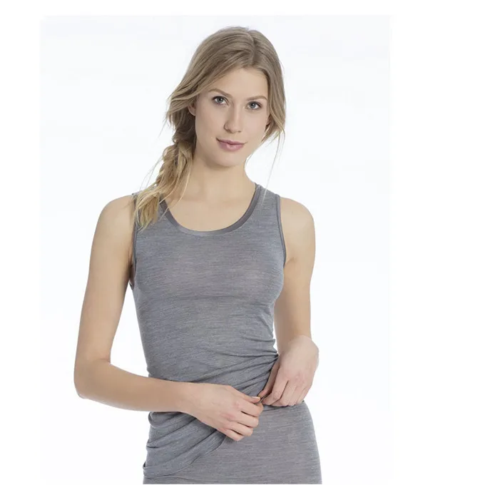 Snugging women merino wool and silk vest soft tank top wear