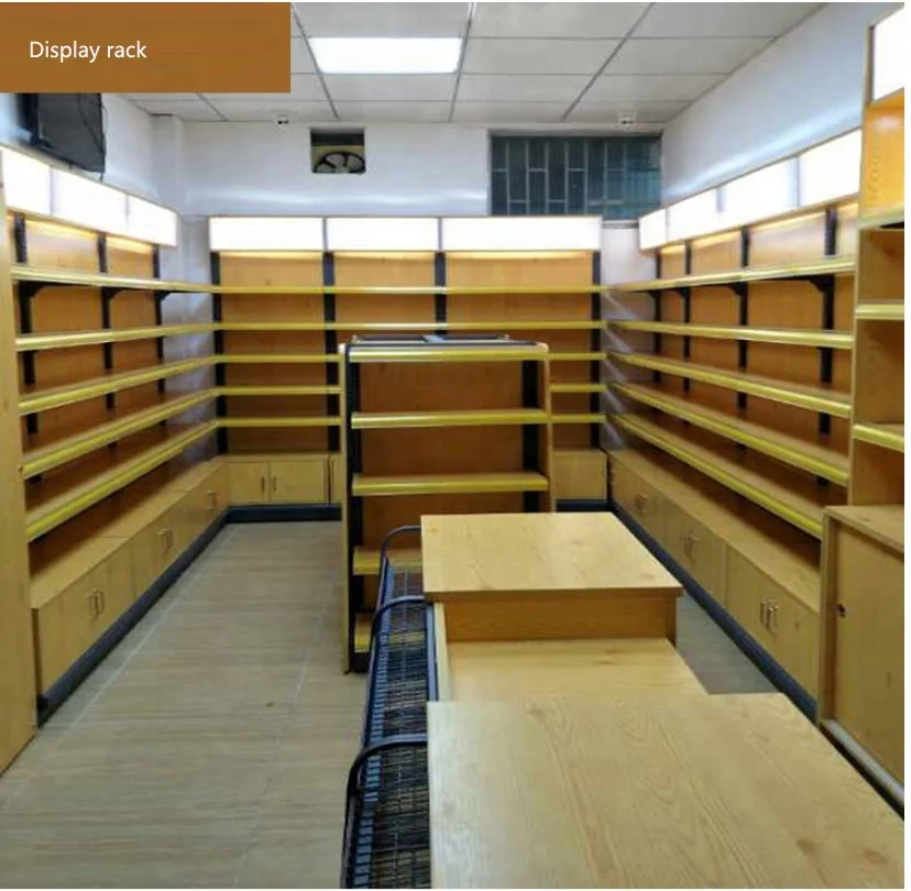 Supermarket Wooden Gondola Shelving & Shop Gondola rack