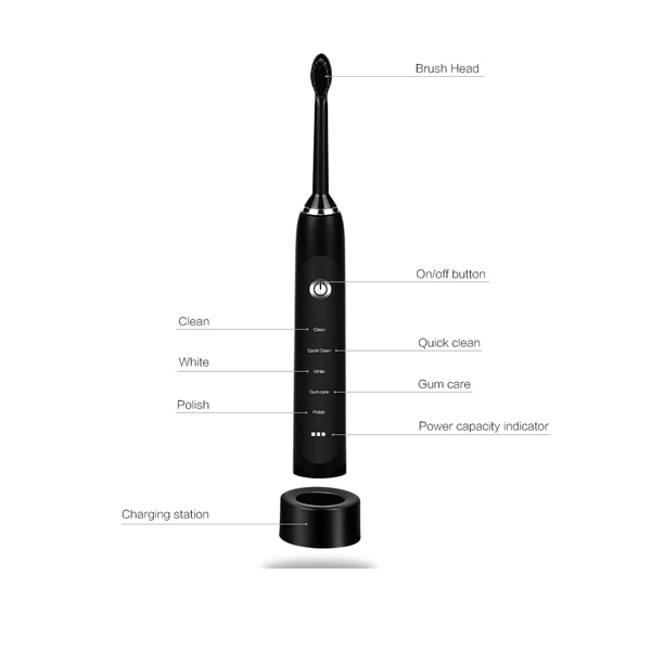 Replaceable Toothbrush Head Electric Home Use Sonic Tooth Brush Soft Bristle Adult Abs+dupont Nylon Bristles Acceptable IPX7