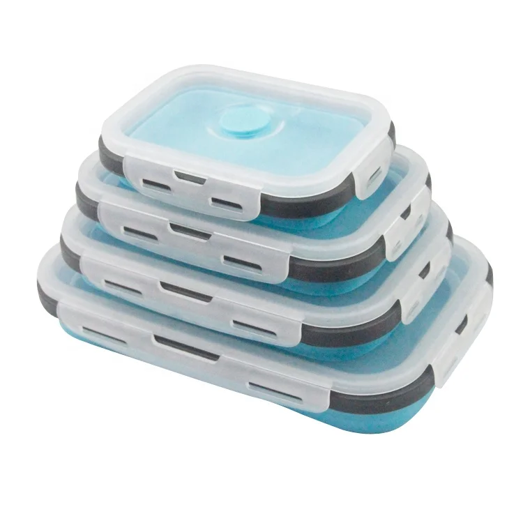 
Leakproof sealinglow airtight multipurpose BPA free rectangular box 4 Pack Silicone Bento Lunch Boxes, Insulated Food Containers Collapsible Silicone Food Storage Containers