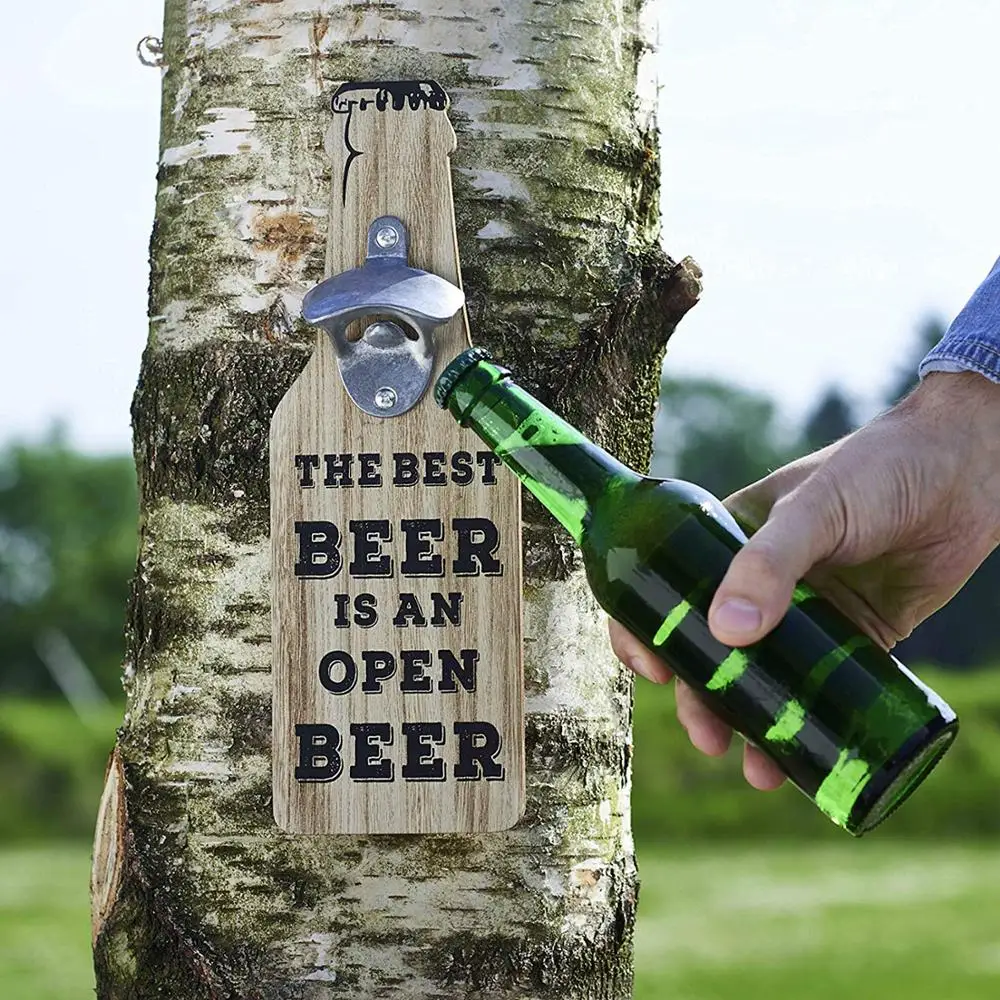 the best beer is  open beer The wooden shape of the corkscrew resembles a wine bottle