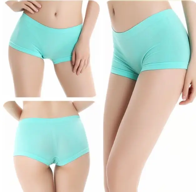 Women seamless solid plain super stretchy boxer briefs