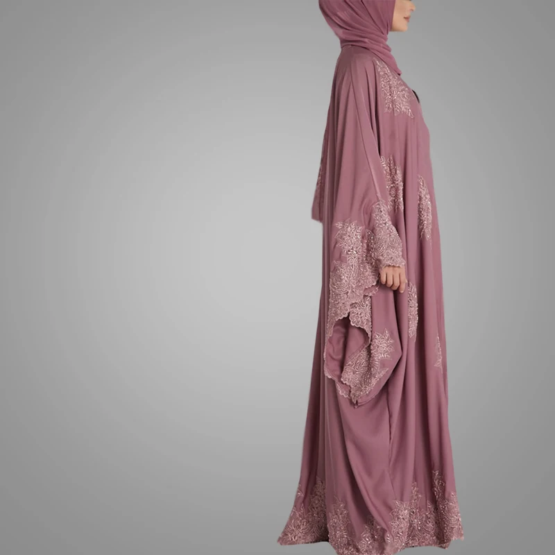 High Quality Moroccan Style Lace Kaftan Dresses Plus Size Nice Lace Fabric Arabic Jilbab Islamic Women Clothing