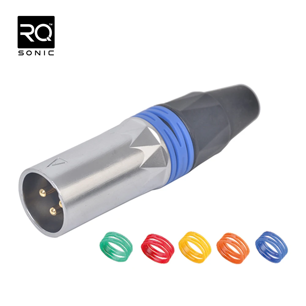 Male Waterproof XLR Connector XLR214G High Quality 3 Pin Audio & Video Golden Pins Zinc Alloy RQSONIC CN;ZHE 3P RJ45