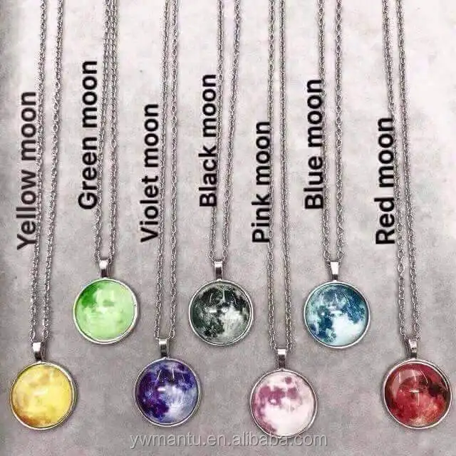 New Year Wholesale Afghan Kuchi Jewellery Fine Moon Glow Light In Dark Necklace For Women