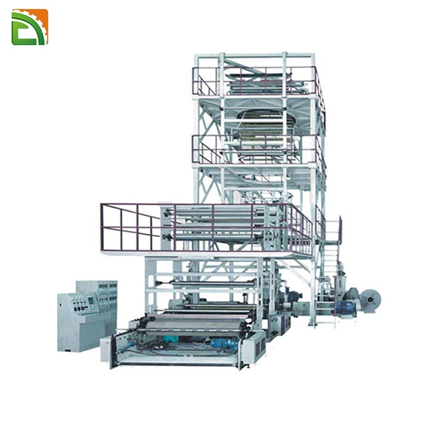 3 Layer Mini Stretch HDPE LDPE PE Film Extruder Agriculture Polyethylene ABA Plastic Film Blowing Machine
