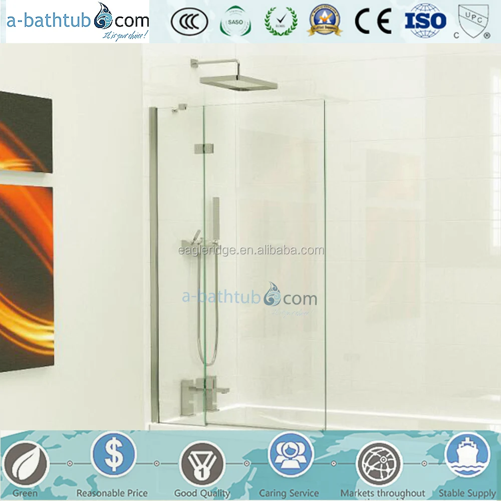 
Easy Installation Frameless tempered glass bath shower screen for bathtub 