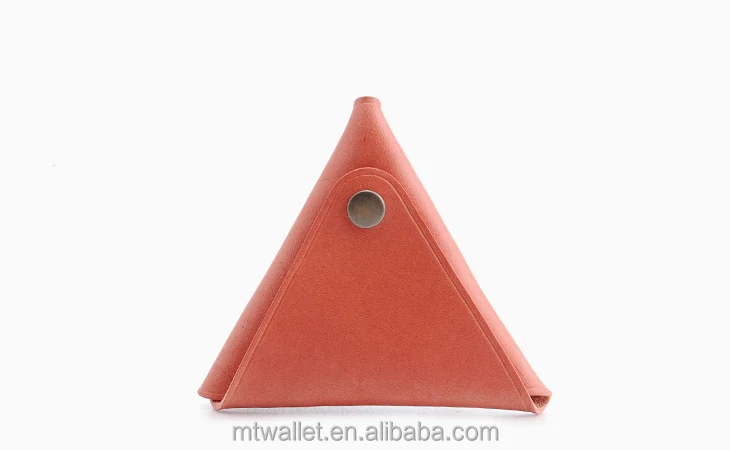Superior Vegetable Tanned Leather Coin Bag Long Life Usage Triangle Change Purse