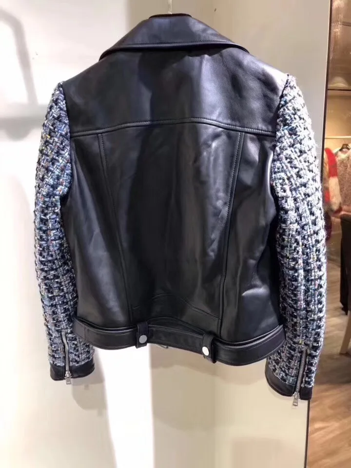 New Style Winter Genuine Leather Coat Women Fashion Soft Slim Leather Jacket