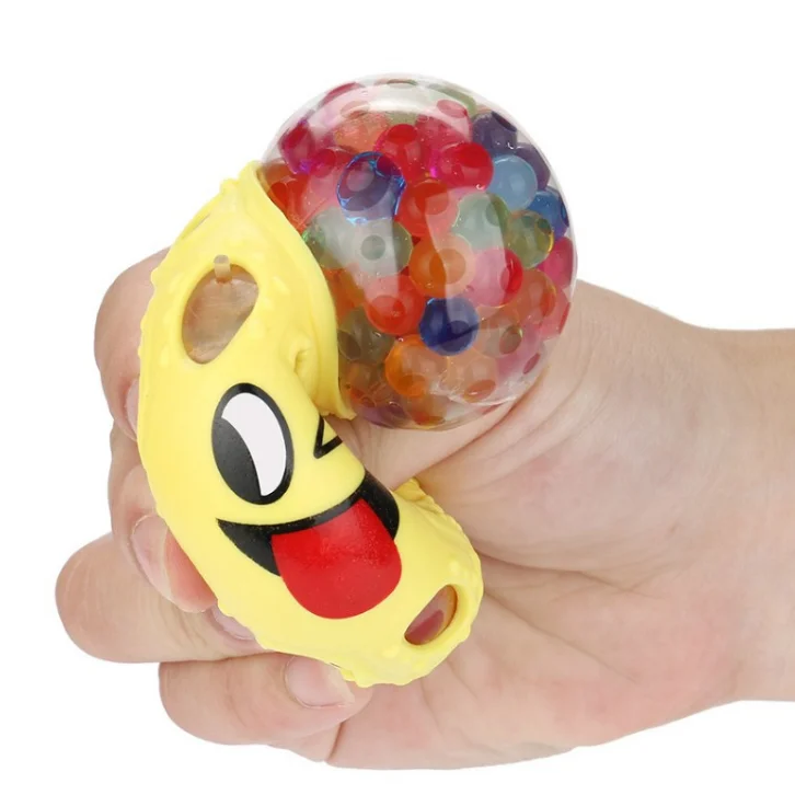 2019 TPR Smiling Anti Stress Grape Mesh Squishy Ball Squeeze Toy