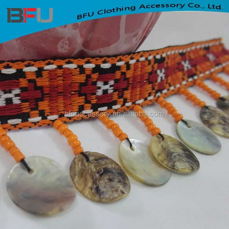 coin beaded fringe trim metal coin fringe trim in stock