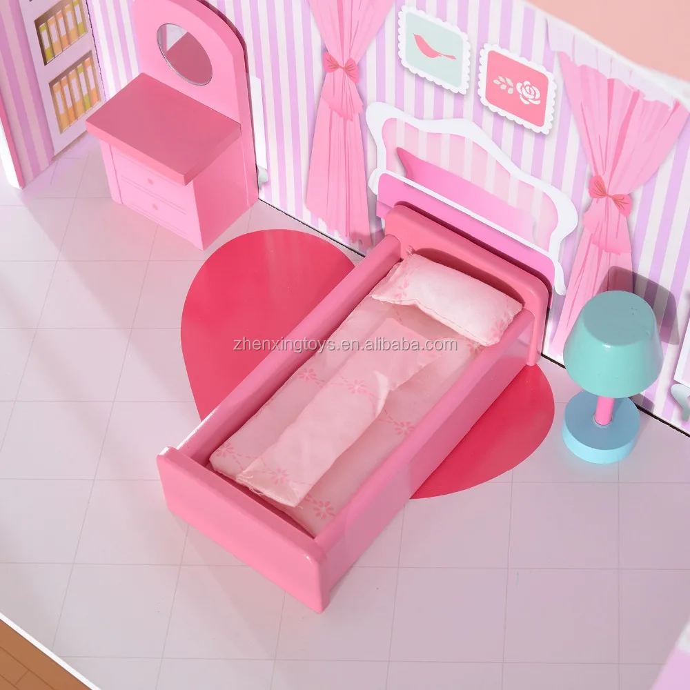 
Pink Color Wooden Doll House Toy 