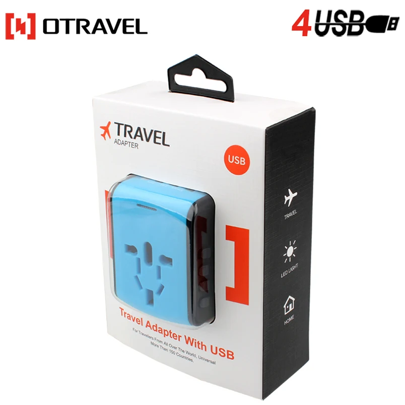 Otravel 2021 new arrival smart 4 usb port travel plug adapter  travel power adapter universal