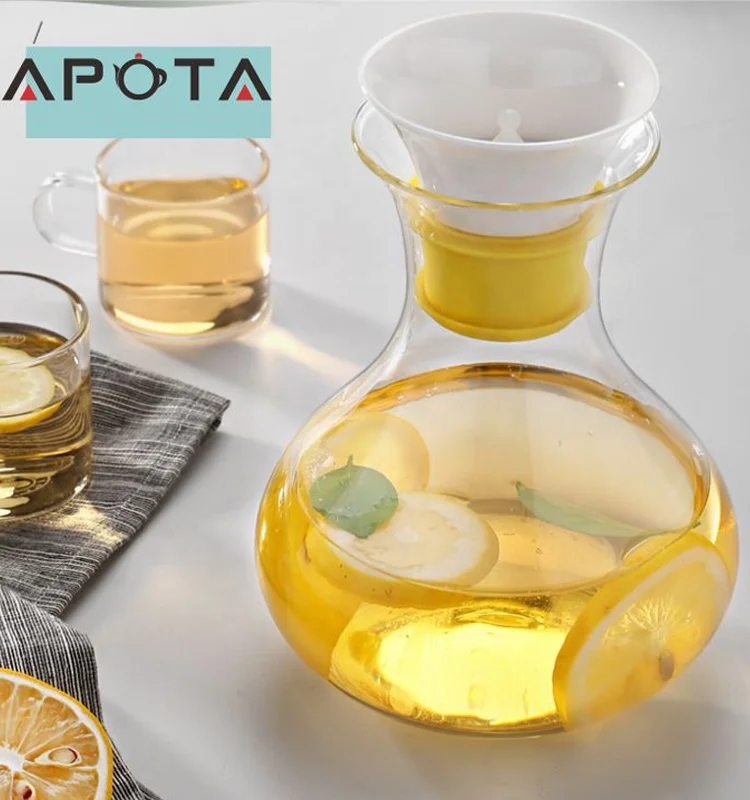 1000ML Elegant Multi-funtion Glass Jug Juicer Kettle Glass With Ceramic Lid