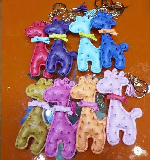 Handmade Leather Keychain Car Animal Key Chain Women Bag Charm Pendant Bag Accessories