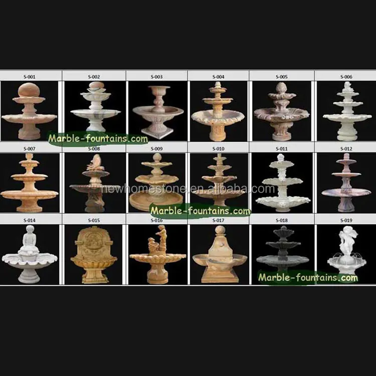 Luxury Beige Marble Sculpture Carving Stone Wall Waterfall Fountain