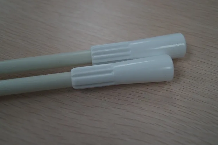 high quality fiberglass curtain rod with hook and end cap, white curtain rod finials