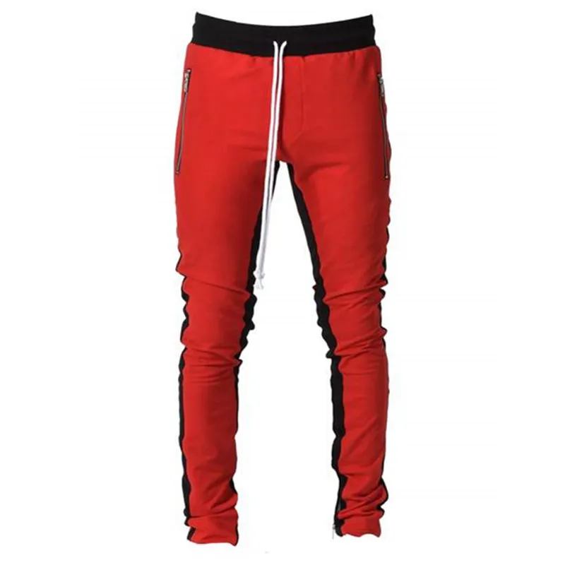 joggers sports pants contrast side stripe long drawstring custom mens track pants
