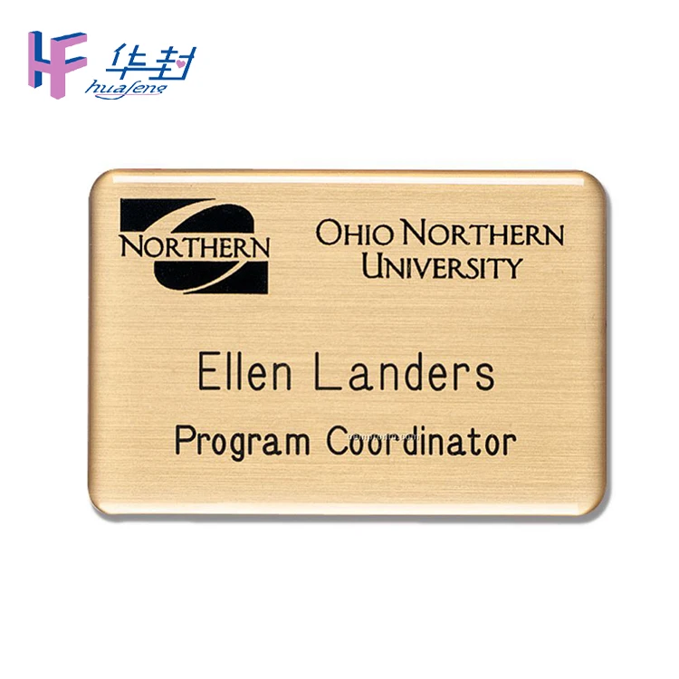 Custom design square metal name badge holder with clip