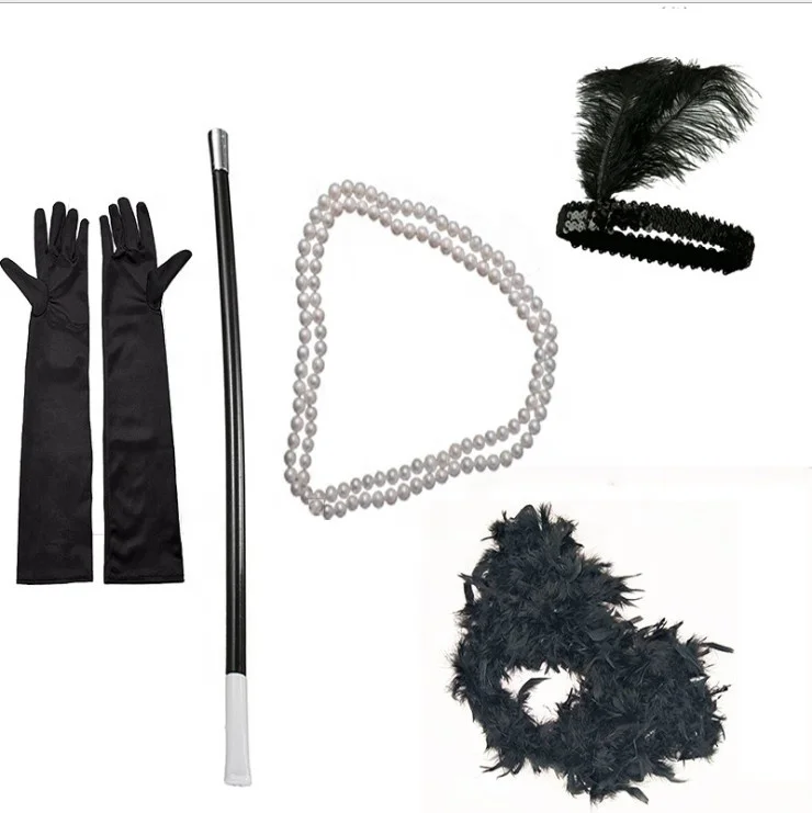Party Neon Accessories Ladies 1920s Flapper Girl Fancy Dress Accessories Sets Charleston Gangste for Women 80s Party Girls