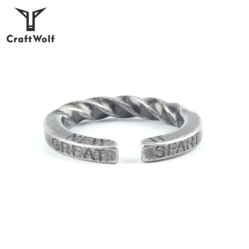 Craft Wolf custom jewelry VikingTrend  Man woman adjustable Trend  Stripe Twisted Stainless Steel Ring