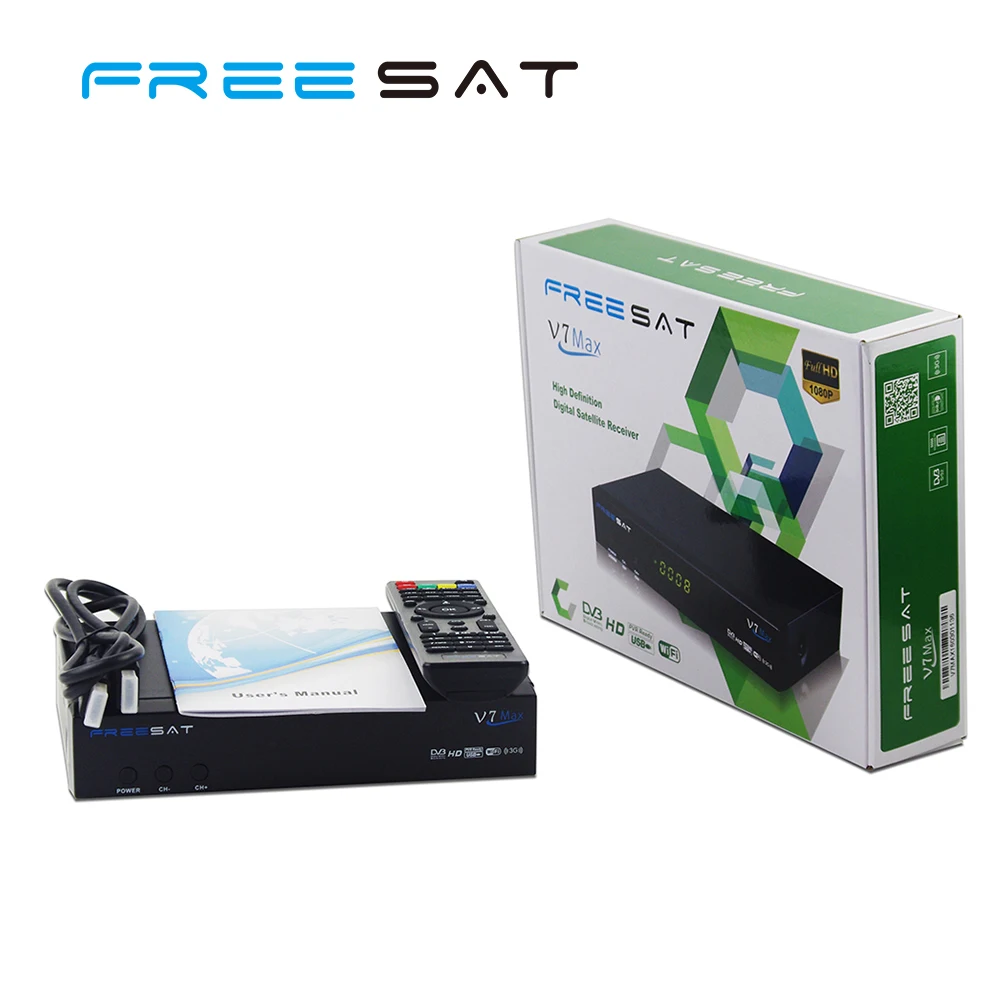 Горячие продажи Freesat V7 Max DVB-S2 Спутниковый Ресивер 1080 P Цифровой Set Top Box Поддержка Powervu USB Wi-Fi Dongle