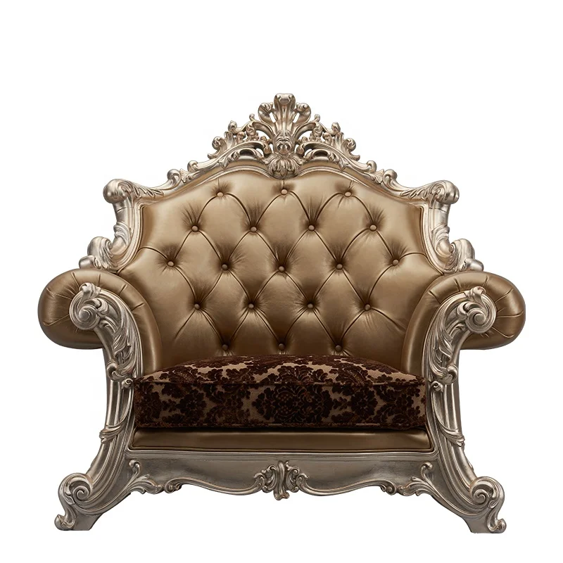 European style luxury furniture classic home 1 2 3 seat sofa with armrest american design antique soft leather single sofa