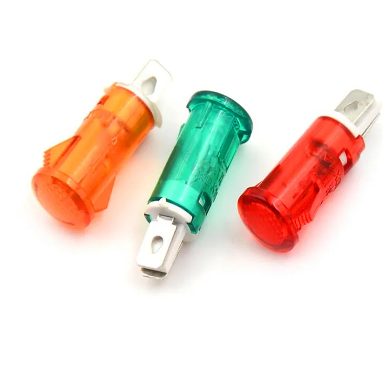 
10mm pilot light 10mm mounting hole indicator lamp 12v 24v 220v small electronic signal red green yellow 