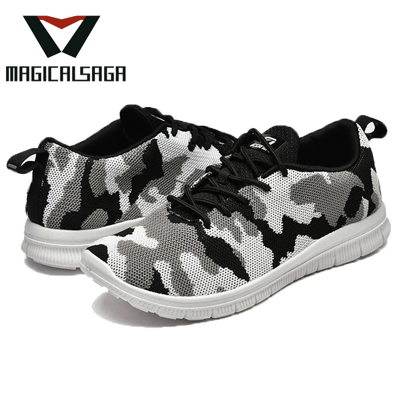 Новое поступление удобные Fly вязать вамп Мужская Спортивная обувь из искусственной замши на массивной подошве