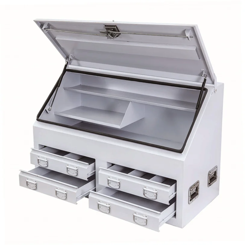 White Metal Waterproof Steel Ute Tool Storage Box