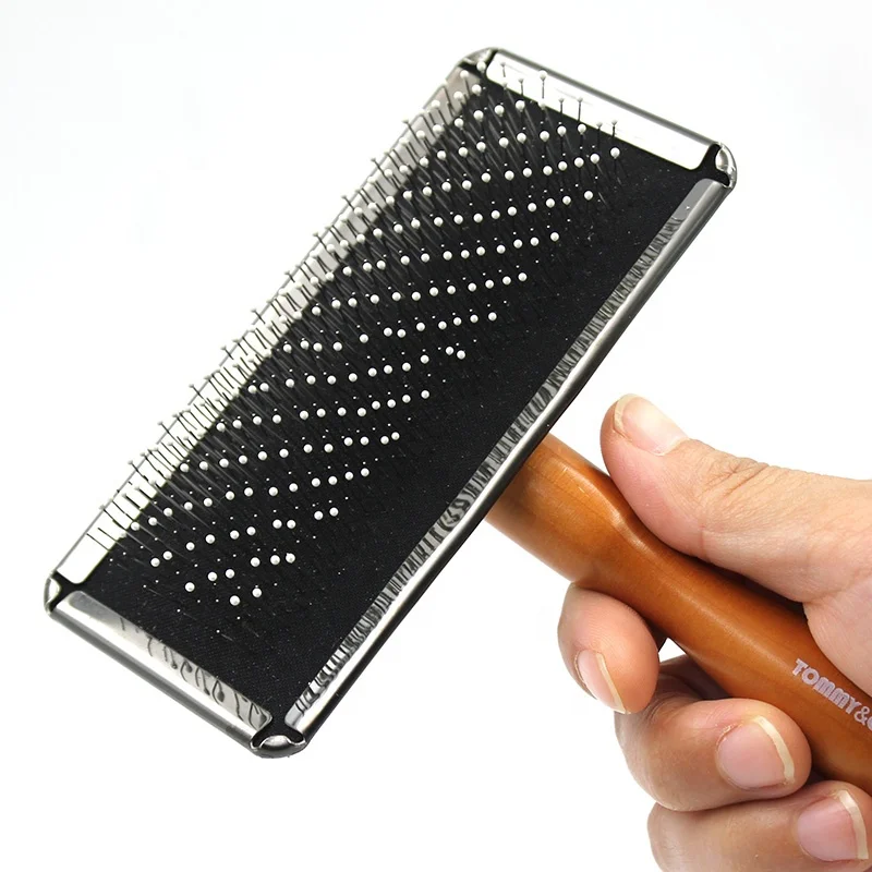 Pet Grooming Tool Hair Shedding Stainless Steel Dogs And Cats Wooden Slicker Brush