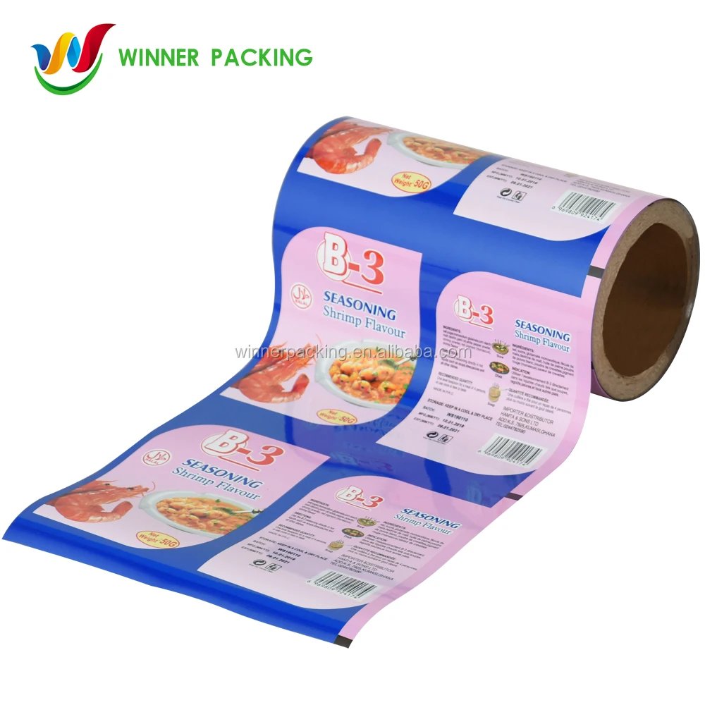 winner packing  wholesaler food grade Custom printed shiny opp material laminated plastic packaging roll film for food packing