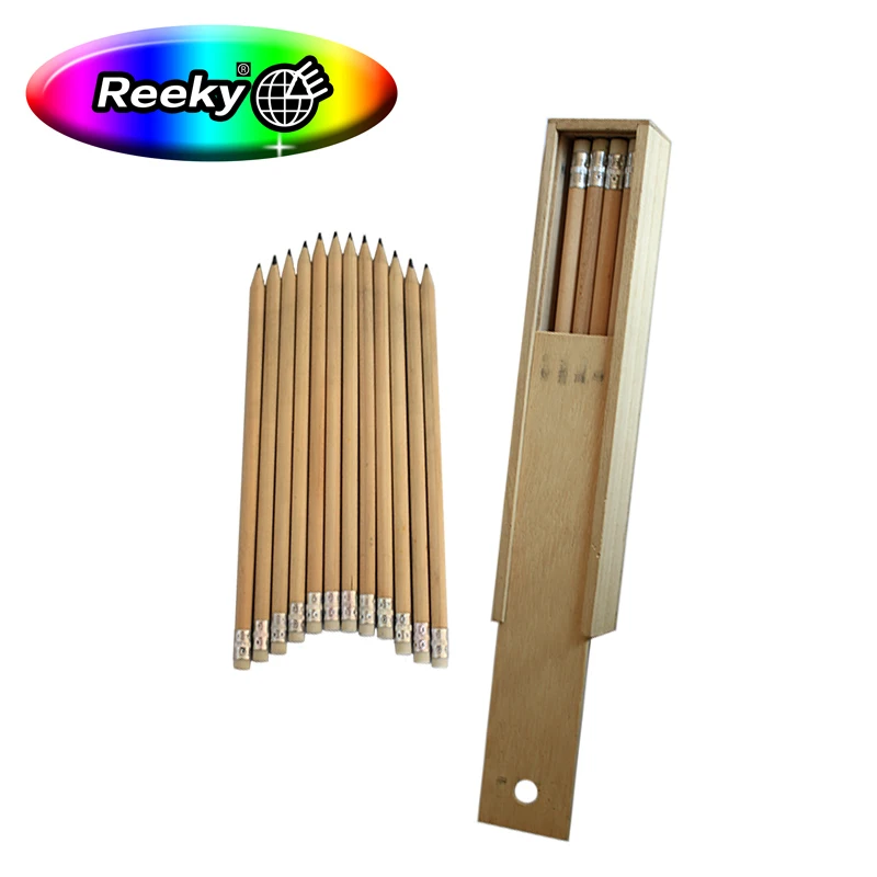 High quality customized logo natural wood led pencil