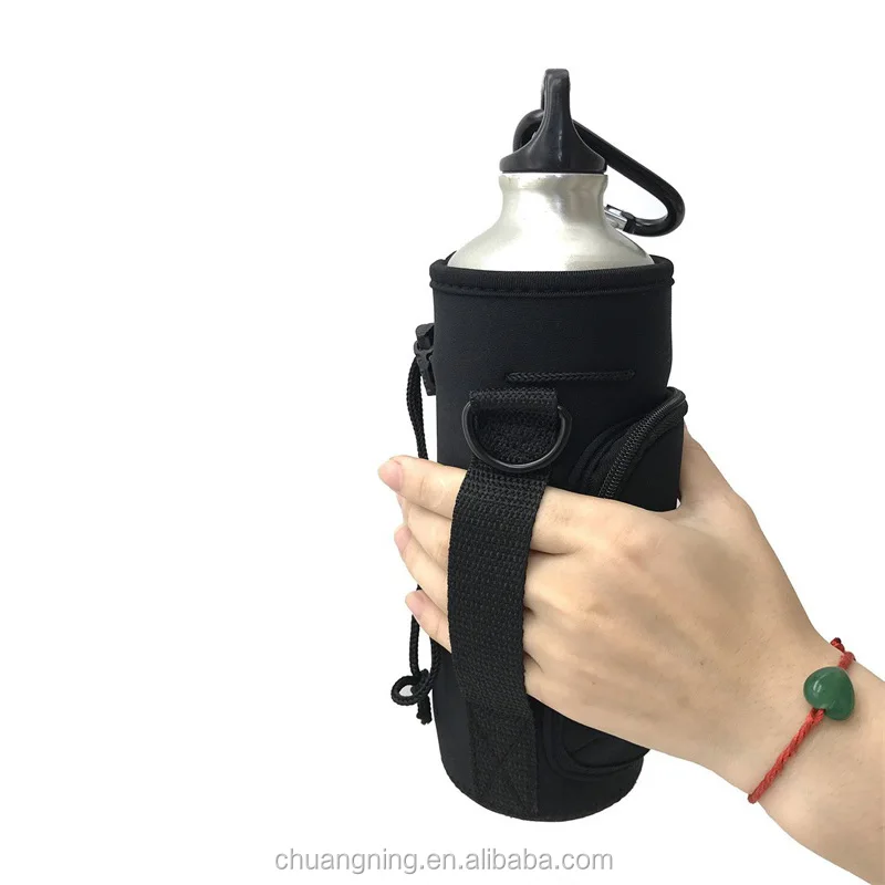 Water Bottle Carrier Bag Holder Sleeve With Adjustable Shoulder Strap And Porket Insulated Bottle Case Pouch Cover