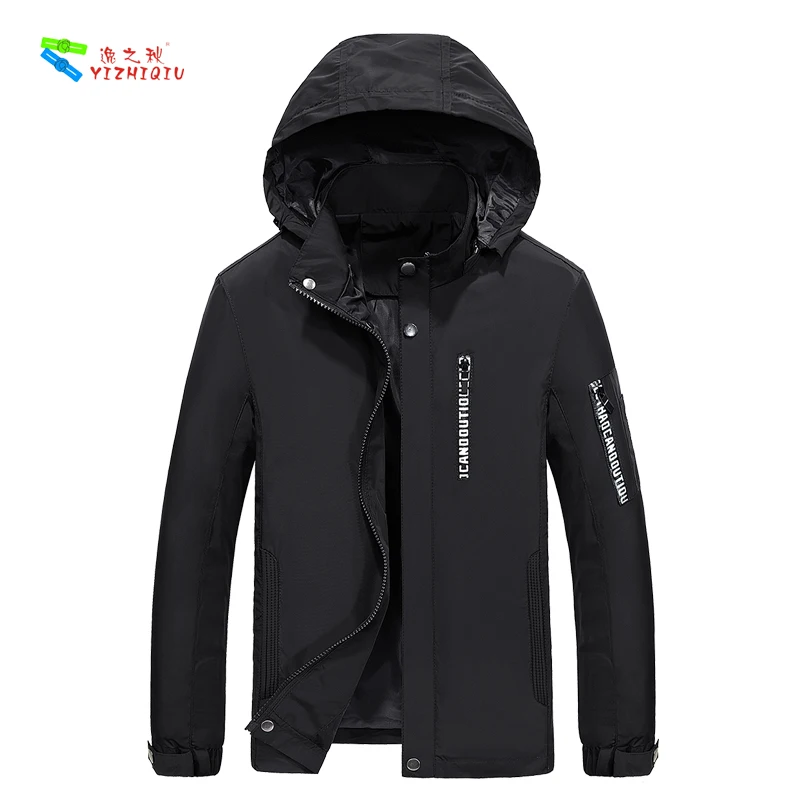 
YIZHIQIU OEM Men Streetwear Jacket Black Windbreaker <span style=