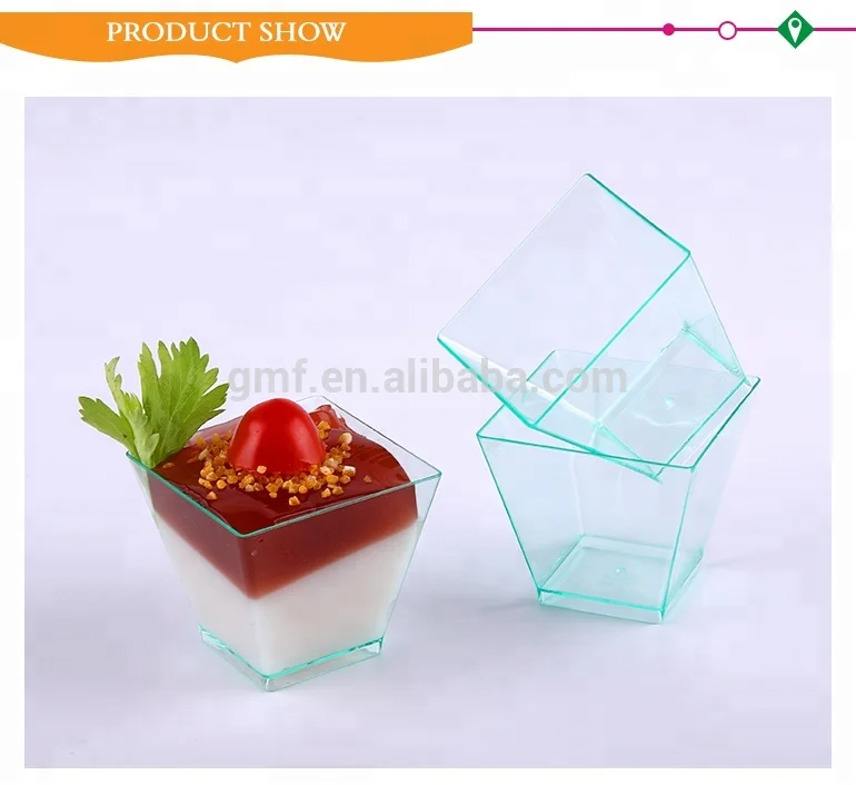 Clear multi use 2oz disposable square plastic cup for food storage