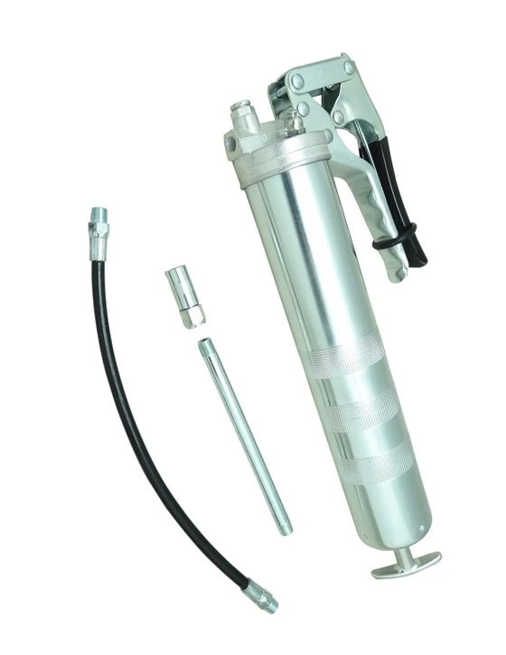 
14oz 7000psi Heavy Duty Premium 3-Way Loading American Type Pistol Grease Gun with Jaws Hydraulic Coupler and Extension Pipe 