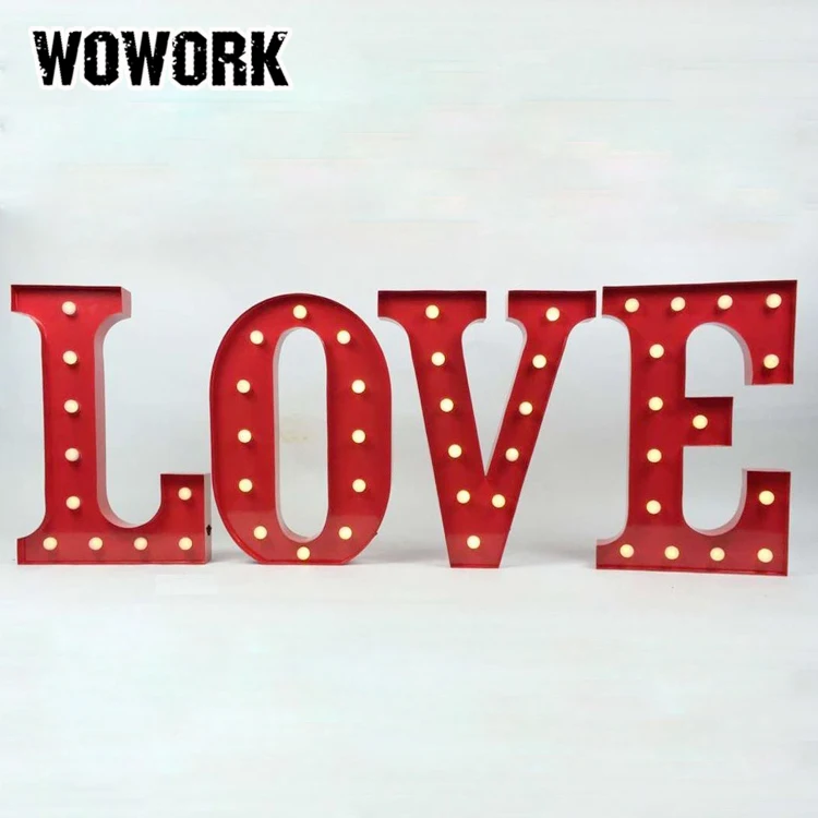 
WOWORK little letter lights love lighted letter for home metal crafts 3D led light up lamp 