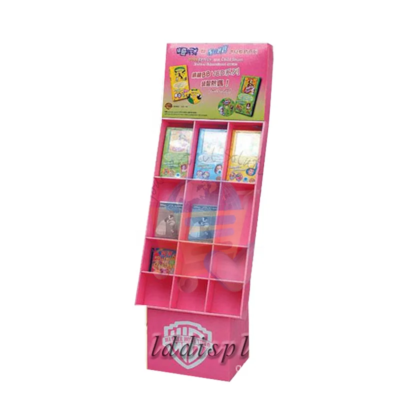 Custom cardboard retail dvd display stands / dvd display rack