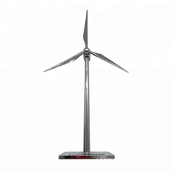 silver plated metal solar energy windmill model