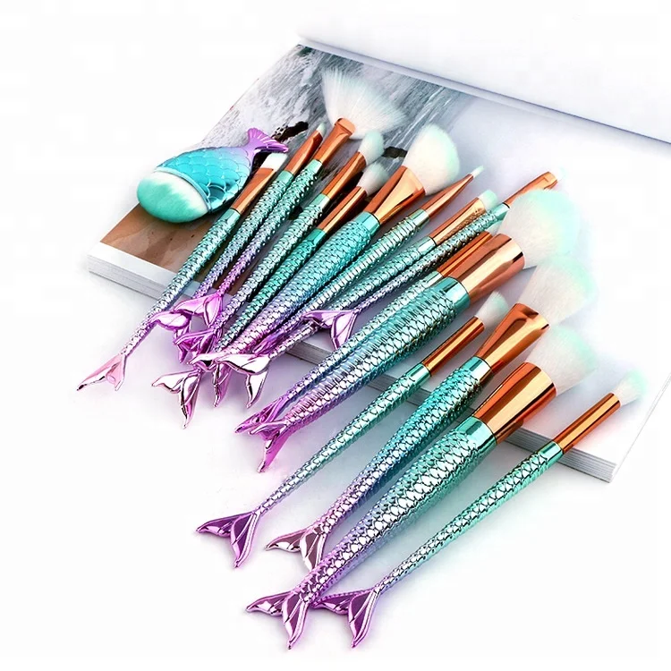 
Русалка Косметика блестящая Цветная кисть мягкий синтетический волос набор кистей для макияжа 