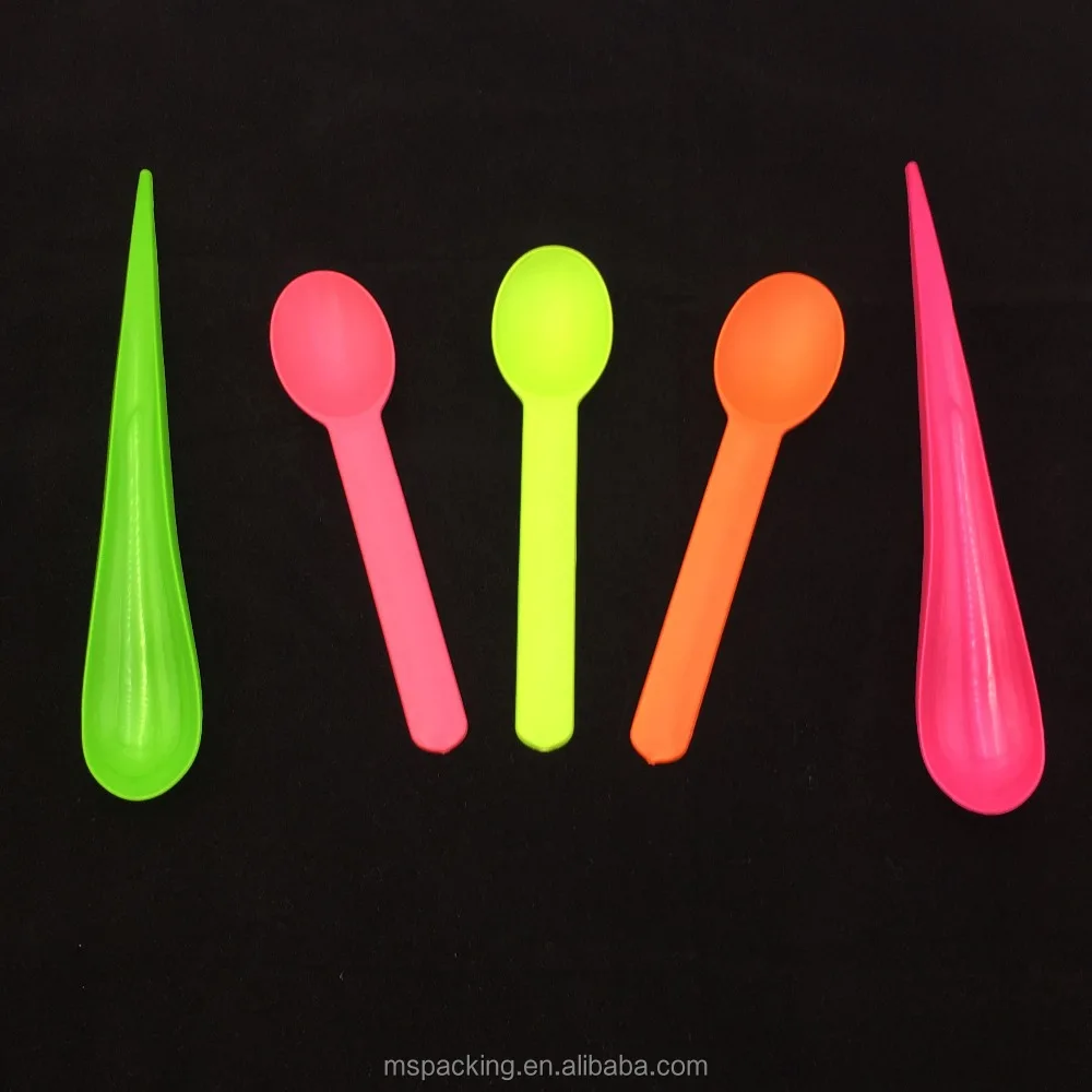Hot Sale Biodegradable Leaf Shape Plastic Colorful Dessert Spoon Price