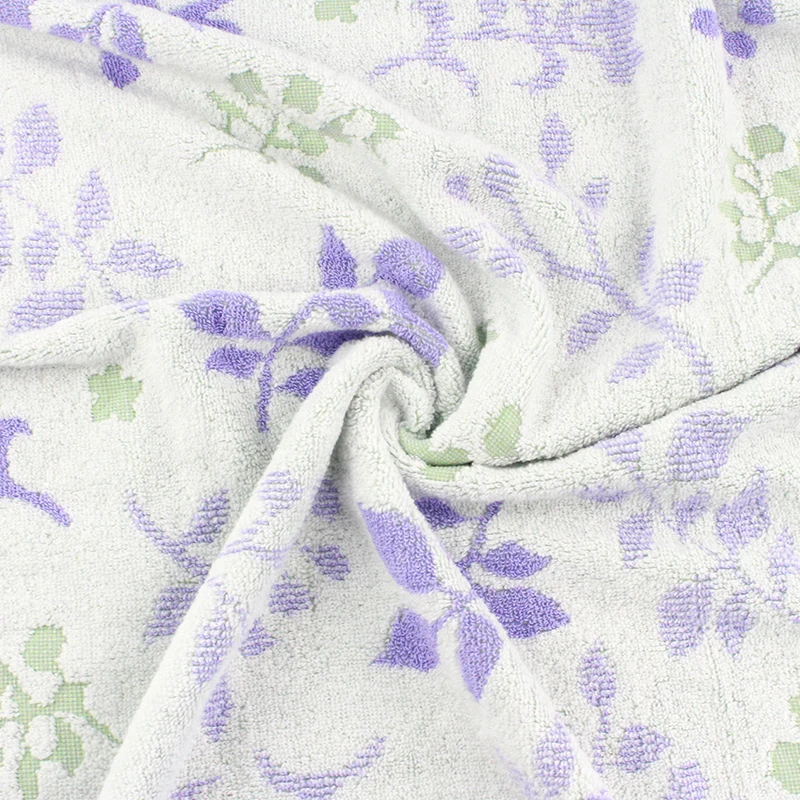 
Leaves pattern design purple color jacquard weaving 100% cotton bath towel 