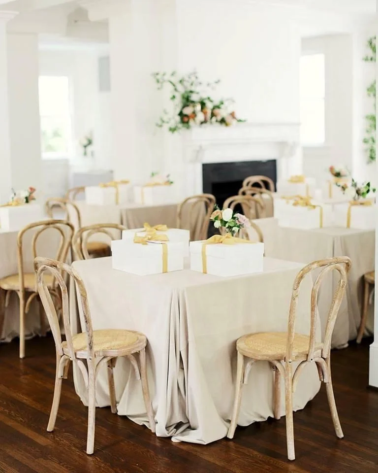 MRS WOODS Solid Wood Classic Stackable Cross Back Rattan Woven Rustic Dining Chair