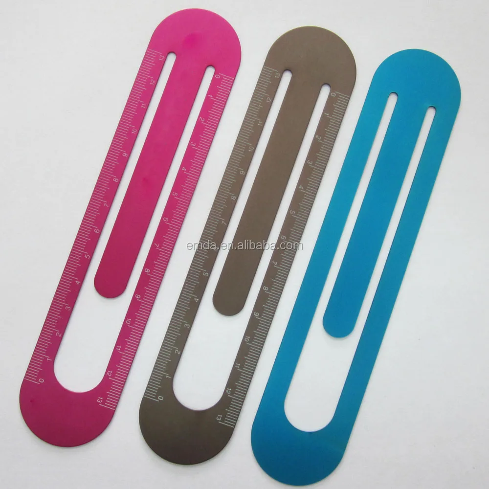 Factory price custom logo metal aluminium 13cm straight bookmark ruler
