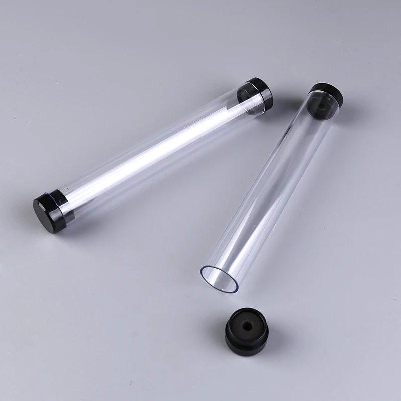 Custom logo promotional metal pen box round cylinder clear Visible plastic packaging for high quality single pen set NO.0859