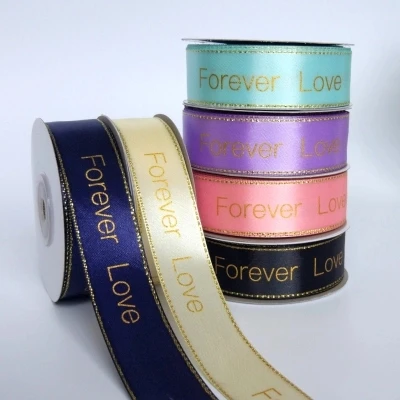 Wholesale Custom Satin Silk Ribbon with Logo Printed for Gift Packing Ribbon