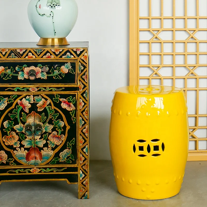Jingdezhen  Chinese ceramic drum standing  garden seat for outdoor and home decorative shoes changing stool wholesale