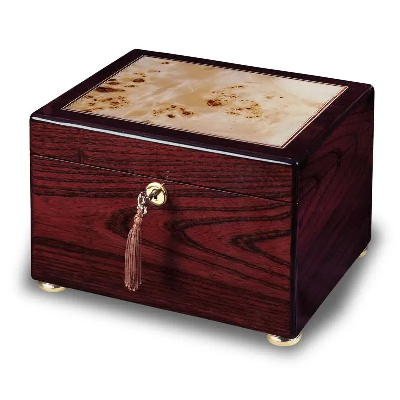 Factory custom wooden pet casket urn poplar burl inlay wood urns