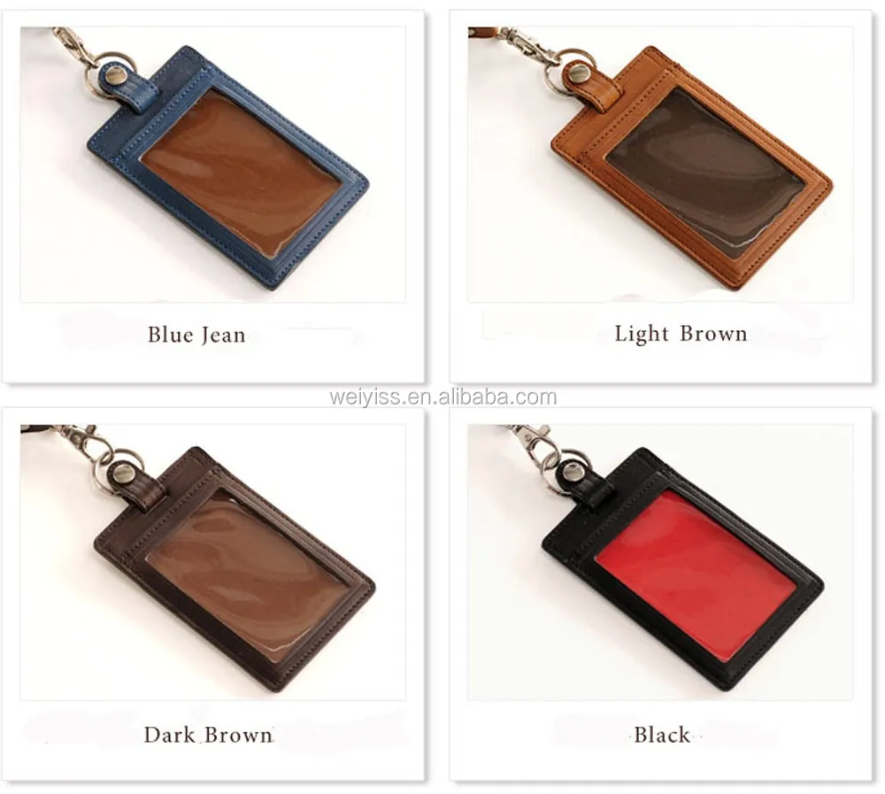 Высококачественный кожаный футляр для удостоверения личности с ремешком, оптовая продажа, футляр для удостоверения личности из искусственной кожи для бизнеса